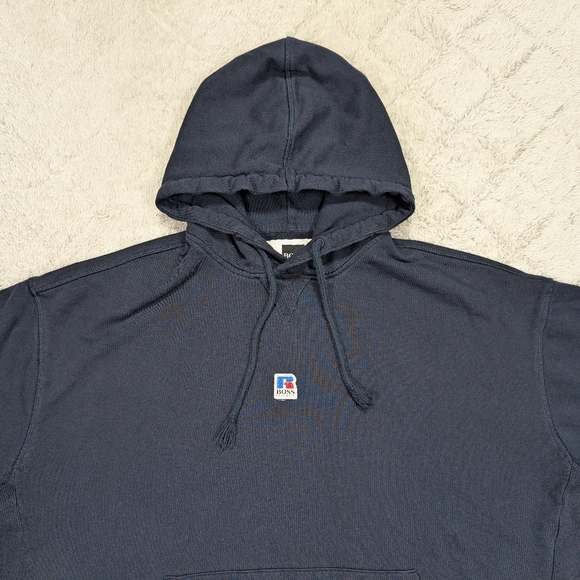 Hugo Boss Russell Athletic Hoodie Sweatshirt Mens XXL Blue Cotton Terry Safa 2 - Picture 2 of 9